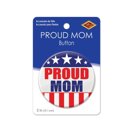 Beistle Red, White & Blue Proud Mom Buttons, 6ct.